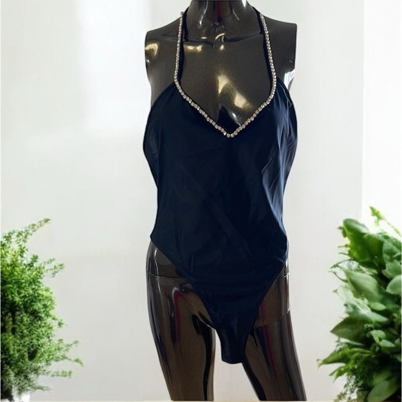 SHEIN Black rhinestone Embellished Bodysuit - Picture 1 of 12
